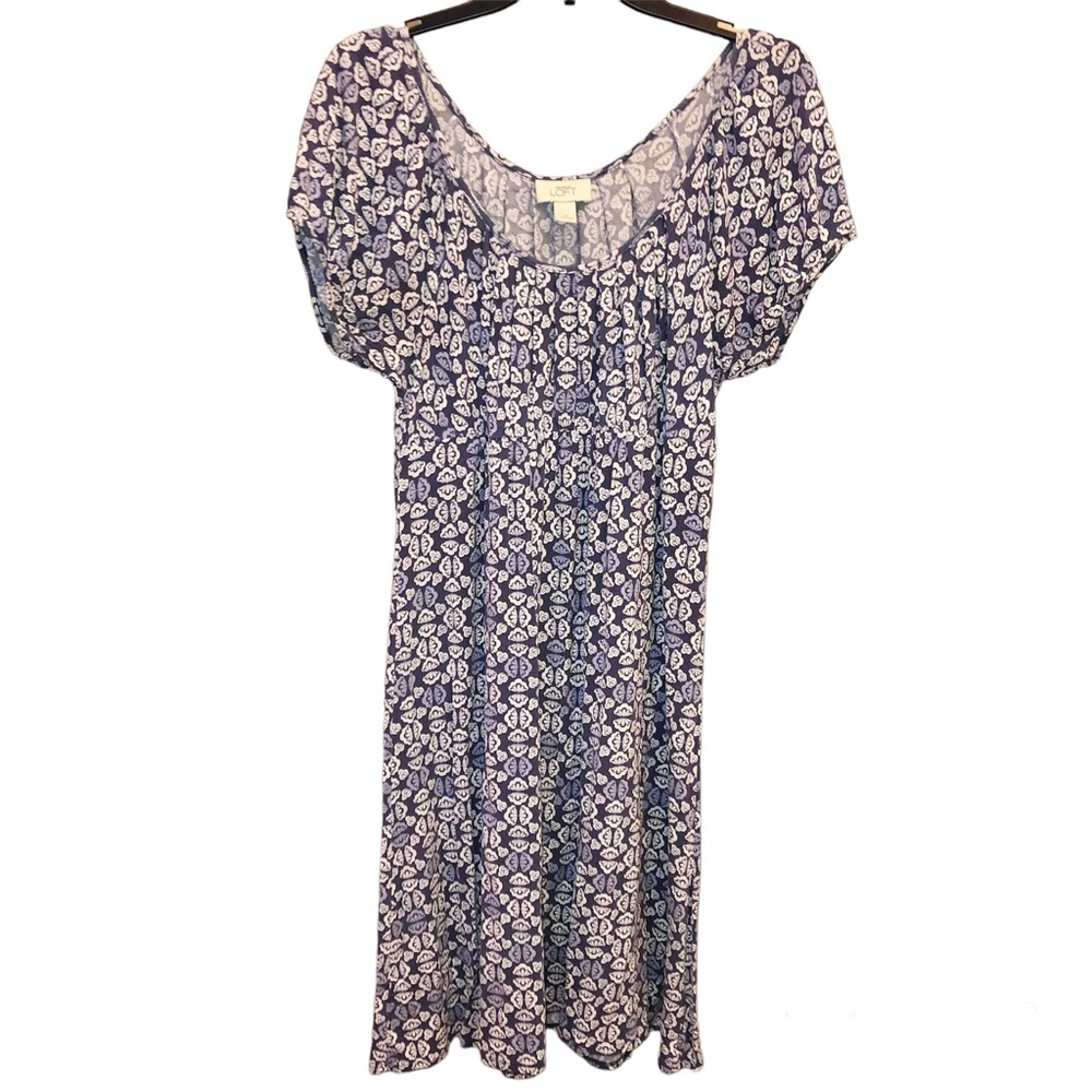 Loft Butterfly Floral Dress Blue White 4